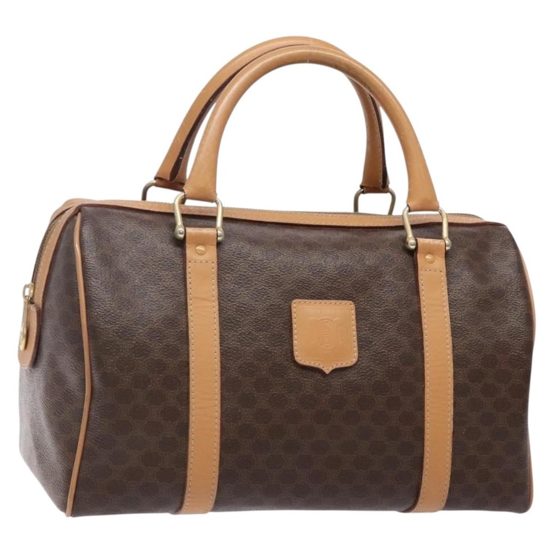 CELINE Macadam Canvas Hand Bag Brown Gold PVC Leather Made in Italy (1 of 18)