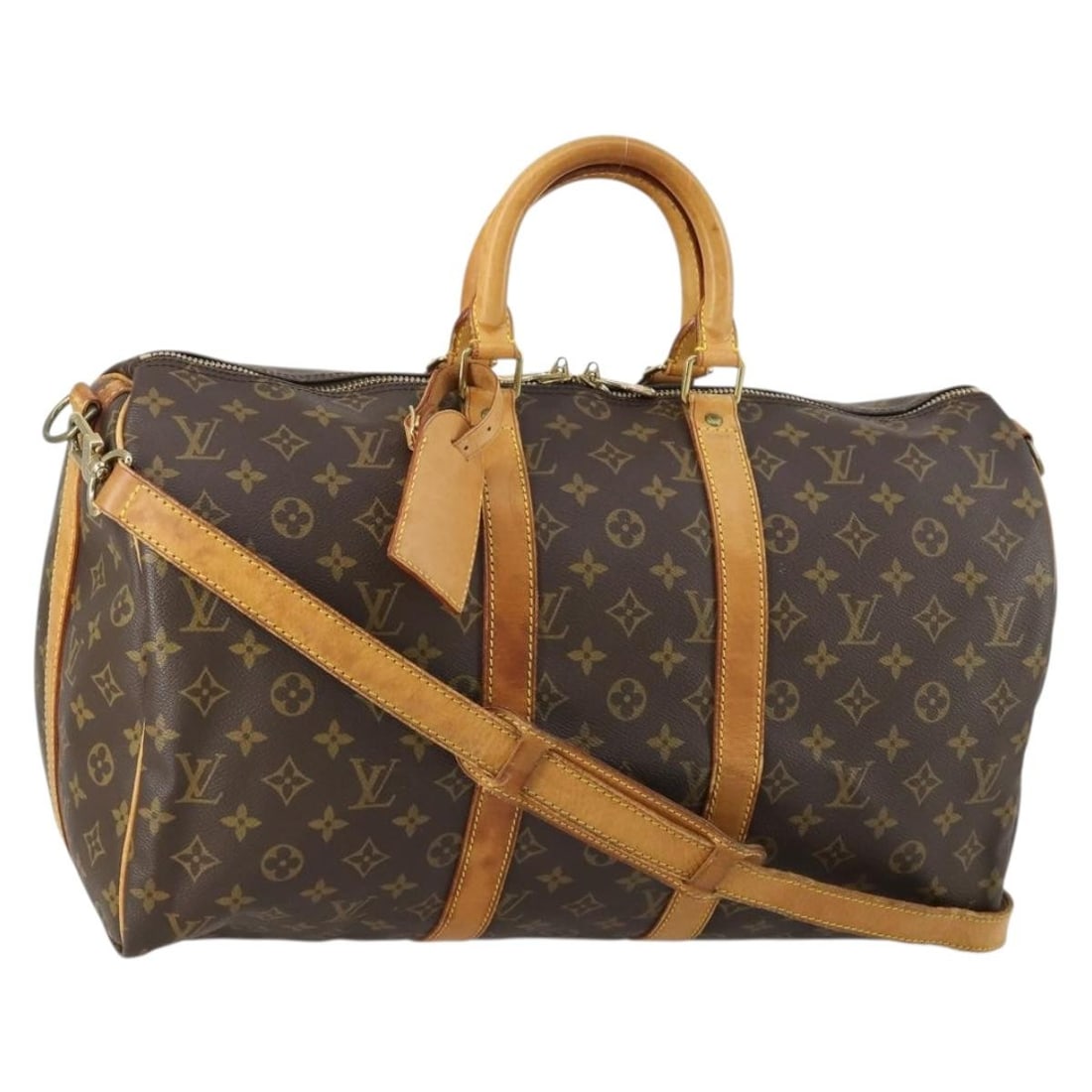 LOUIS VUITTON Monogram Keepall Bandouliere 45 Boston Bag M41418 with Shoulder Strap: LOUIS VUITTON Monogram Keepall Bandouliere 45 Boston Bag M41418 with Shoulder Strap Discover the iconic LOUIS VUITTON Monogram Keepall Bandouliere 45 Boston Bag, expertly crafted in France. This styli