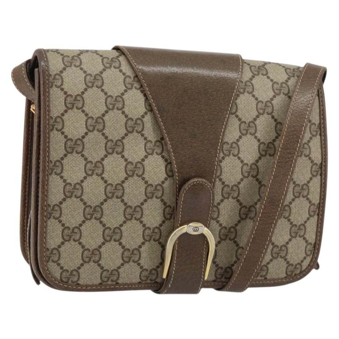 GUCCI GG Supreme Beige Gold PVC Shoulder Bag 93 02 023 Auth: GUCCI GG Supreme Beige Gold PVC Shoulder Bag 93 02 023 Auth This authentic GUCCI GG Supreme Shoulder Bag combines luxury and practicality with its stylish beige and gold PVC leather exterior. Designed