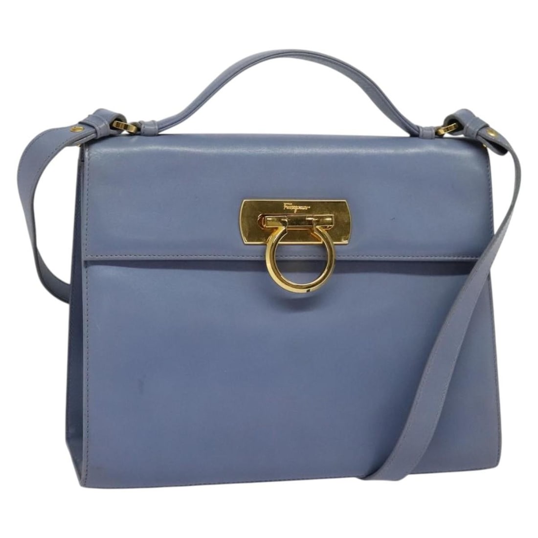 Salvatore Ferragamo Gancini 2way Hand Bag Leather Light Blue Gold Auth Italy: Salvatore Ferragamo Gancini 2way Hand Bag Leather Light Blue Gold Auth Italy This authentic Salvatore Ferragamo Gancini Hand Bag is crafted from high-quality leather in a stylish light blue and gold c
