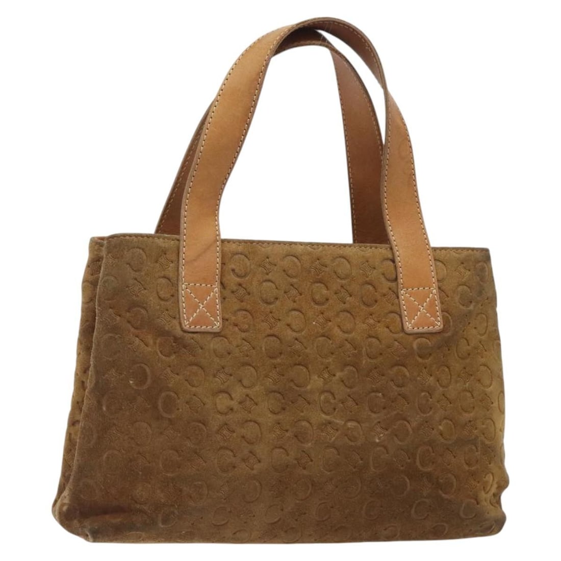 CELINE Brown Gold Suede Macadam Hand Bag Auth BA2154 Italy: CELINE Brown Gold Suede Macadam Hand Bag Auth BA2154 Italy This CELINE Macadam Canvas Hand Bag features a luxurious suede exterior in a rich brown and gold color combination. Designed for style and fu