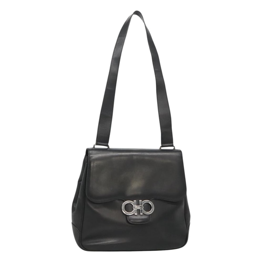 Salvatore Ferragamo Gancini Shoulder Bag Black Silver Leather Auth Italy: Salvatore Ferragamo Gancini Shoulder Bag Black Silver Leather Auth Italy Elevate your style with this authentic Salvatore Ferragamo Gancini Shoulder Bag, meticulously crafted in Italy. This elegant sh