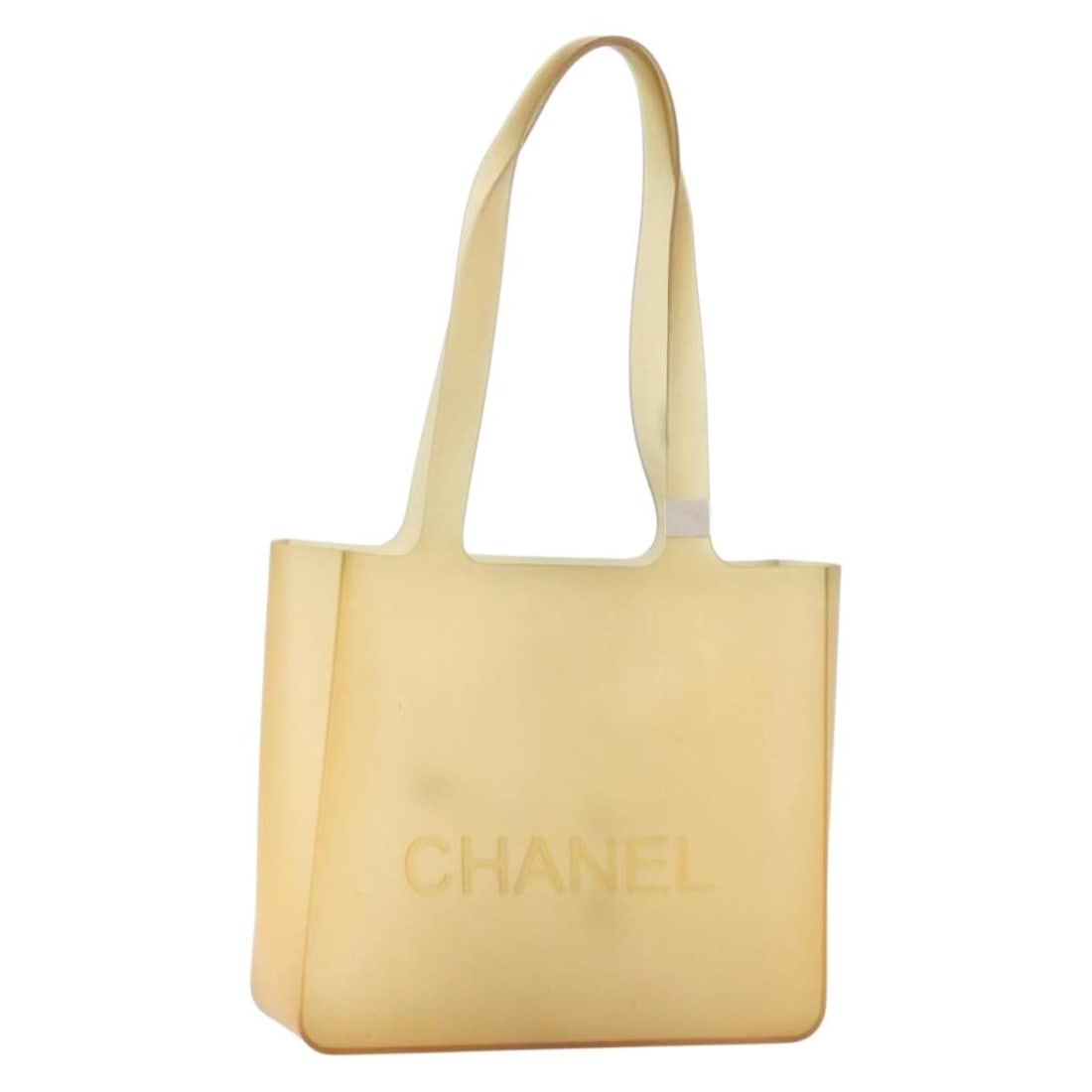 CHANEL Beige Rubber Tote Bag Authentic Japan Style: CHANEL Beige Rubber Tote Bag Authentic Japan Style This authentic CHANEL tote bag is crafted from durable rubber in a stylish beige color, making it a versatile accessory for any outfit. Measuring app