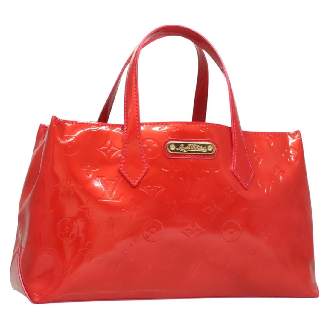 LOUIS VUITTON Monogram Vernis Wilshire PM Hand Bag Rose Pop M93643 Authentic (1 of 18)