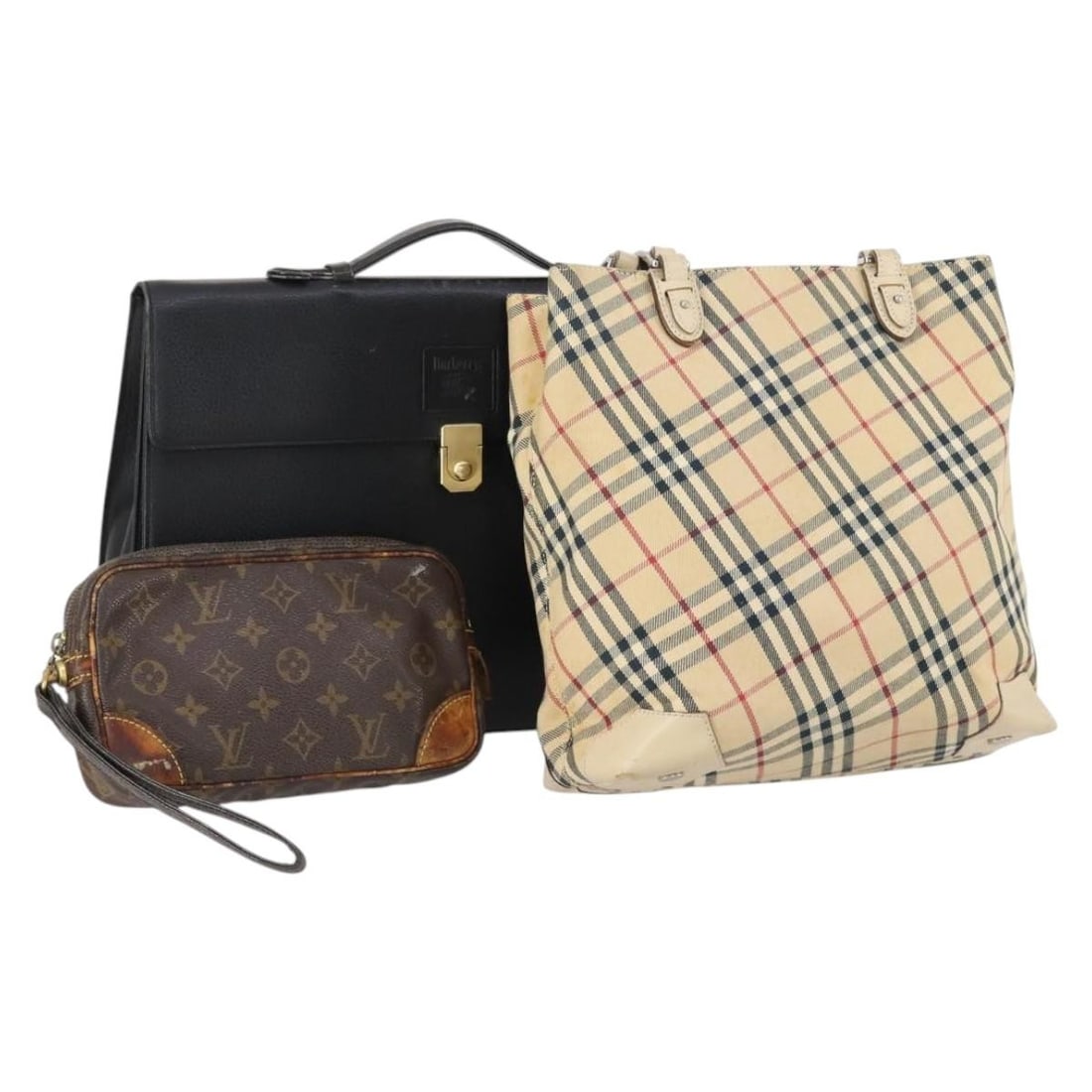 LOUIS VUITTON Burberry Monogram Nova Check Black Canvas Bag Set (1 of 18)