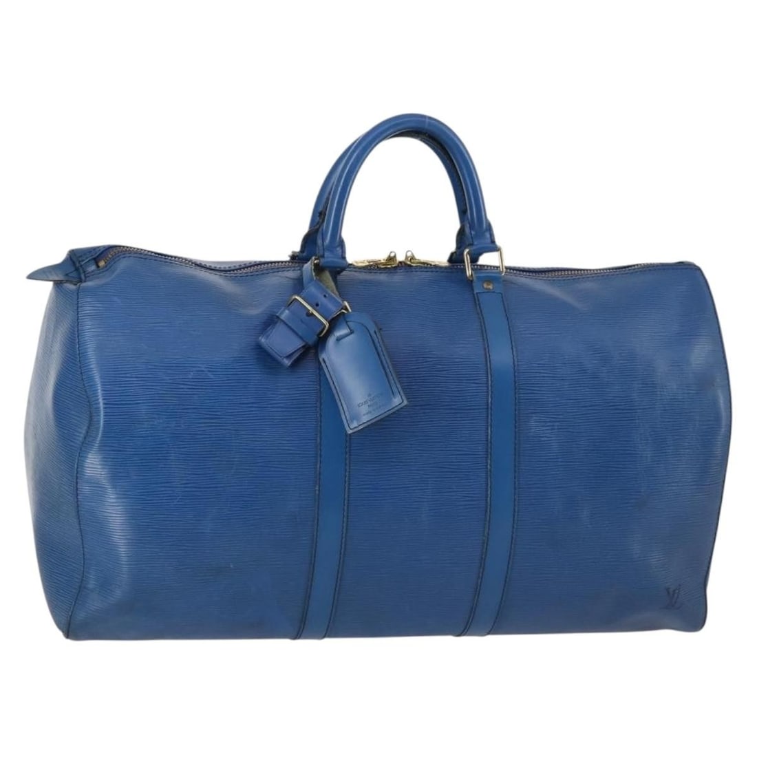 LOUIS VUITTON Epi Keepall 50 Boston Bag Blue M42965 Authentic: LOUIS VUITTON Epi Keepall 50 Boston Bag Blue M42965 Authentic This authentic Louis Vuitton Epi Keepall 50 Boston Bag is a stylish and functional accessory, crafted in France from durable Epi leather i