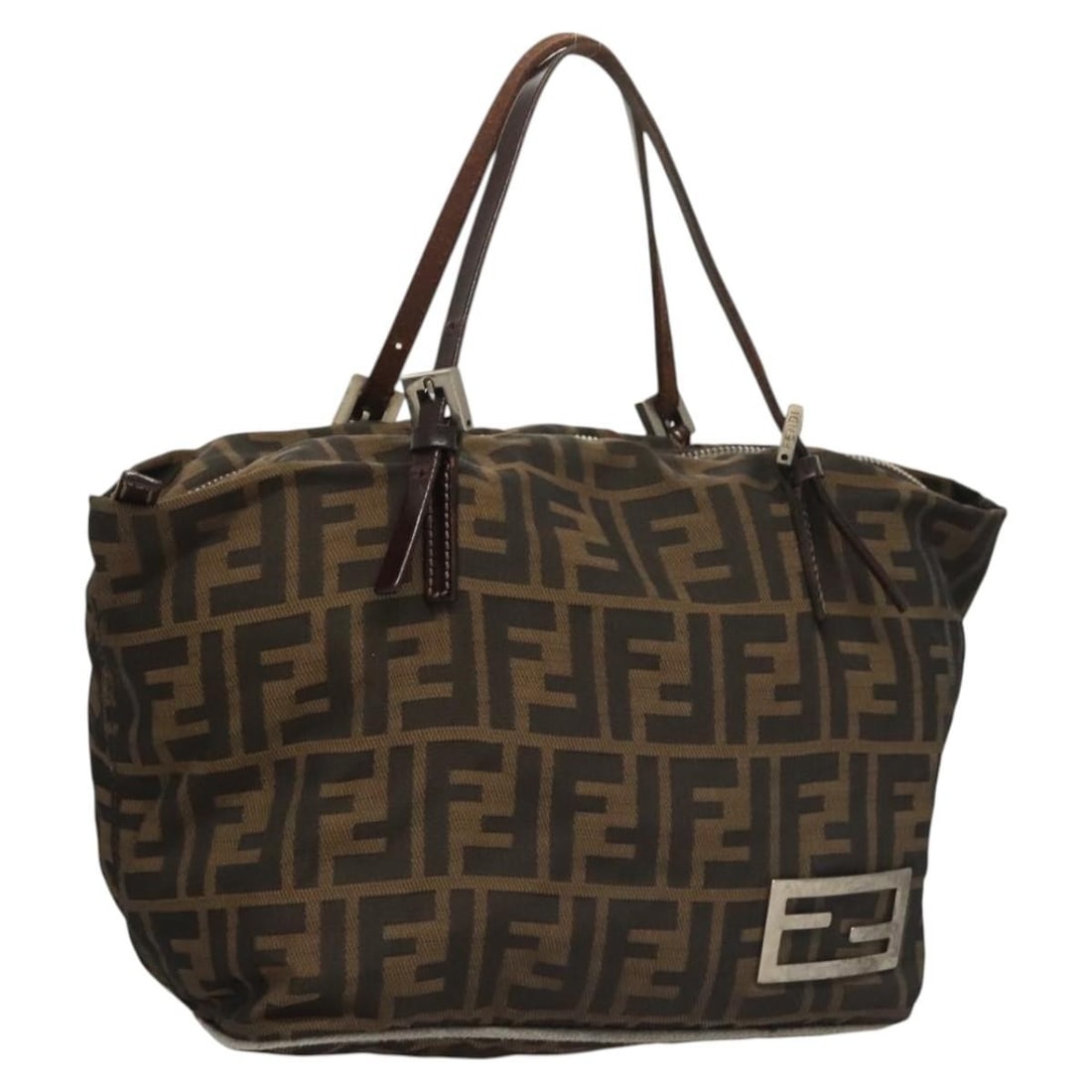 Authentic FENDI Zucca Canvas Hand Bag Black Brown Made in Italy: Authentic FENDI Zucca Canvas Hand Bag Black Brown Made in Italy This authentic FENDI Zucca Canvas Hand Bag features a stylish black and brown exterior crafted from durable Zucca Canvas. With dimension