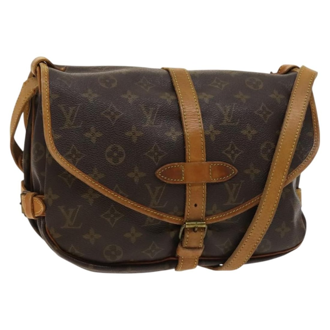 LOUIS VUITTON Monogram Saumur 30 Shoulder Bag M42256 Auth France (1 of 18)