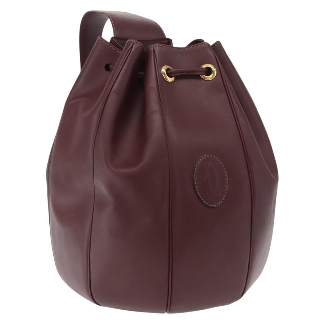 CARTIER Must Line Bordeaux Leather Shoulder Bag Gold Hardware (1 of 18)