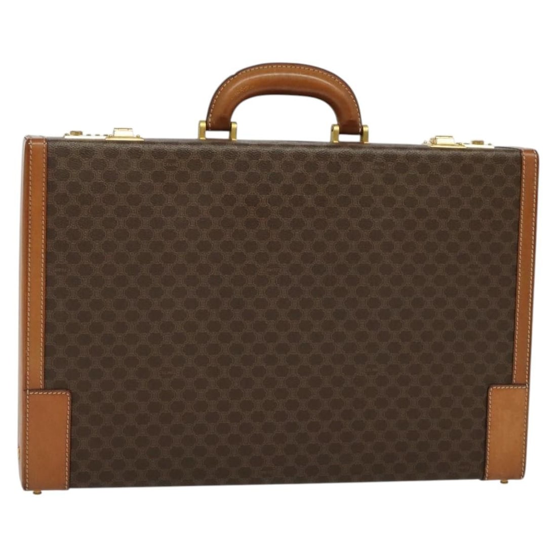 CELINE Brown Gold PVC Leather Macadam Trunk Bag Auth 141482 (1 of 18)