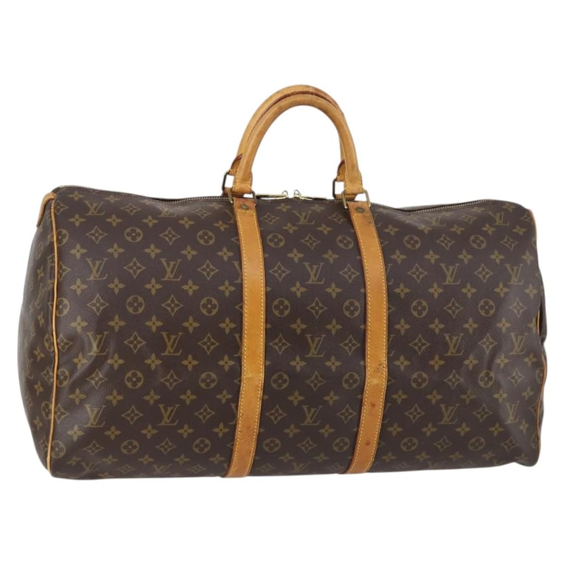 LOUIS VUITTON Monogram Keepall 55 Boston Bag M41424 Authentic: LOUIS VUITTON Monogram Keepall 55 Boston Bag M41424 Authentic This authentic LOUIS VUITTON Monogram Keepall 55 Boston Bag offers a timeless design crafted from durable Monogram Canvas. With a stylish