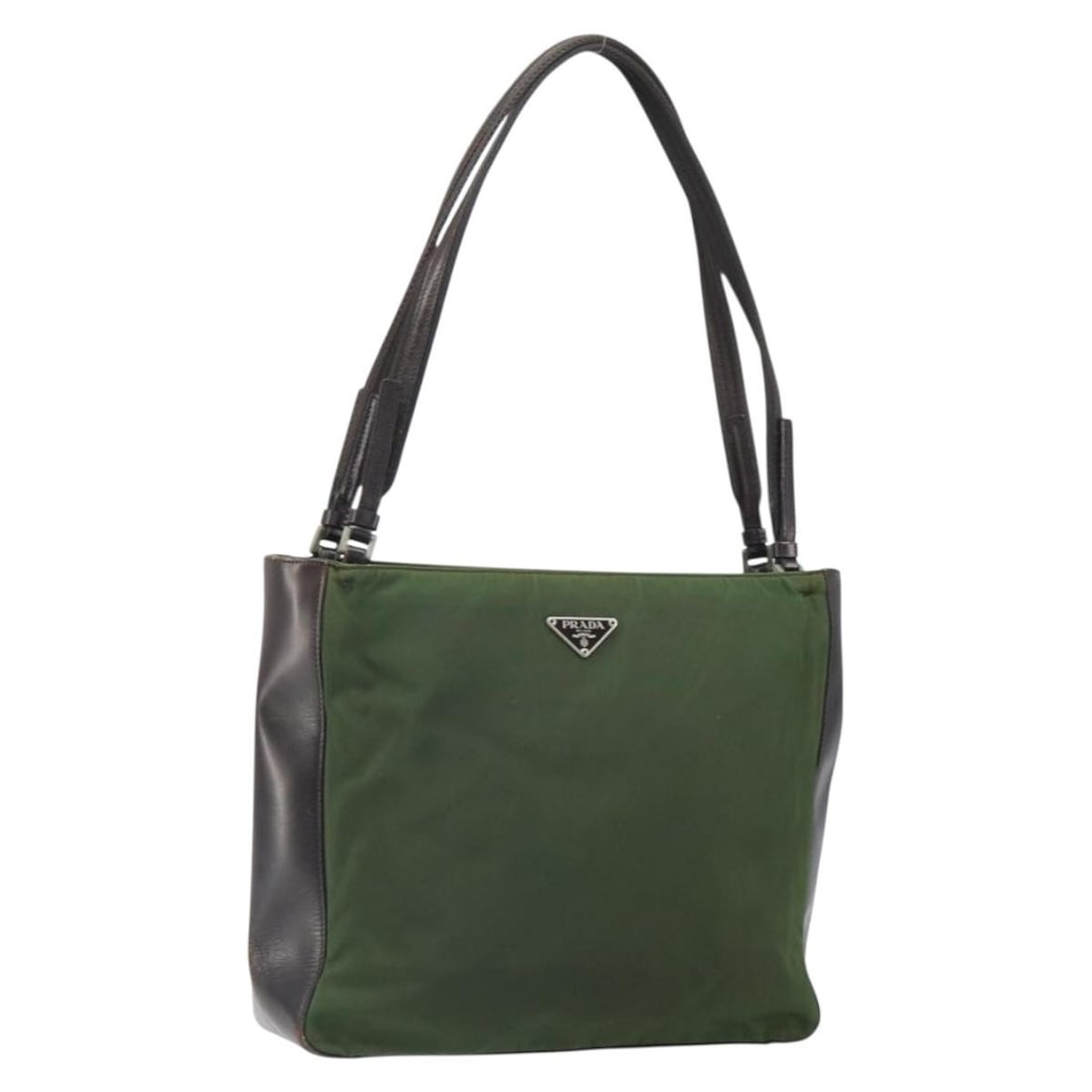 Khaki and Silver Nylon Tote by PRADA Italy (1 of 18)