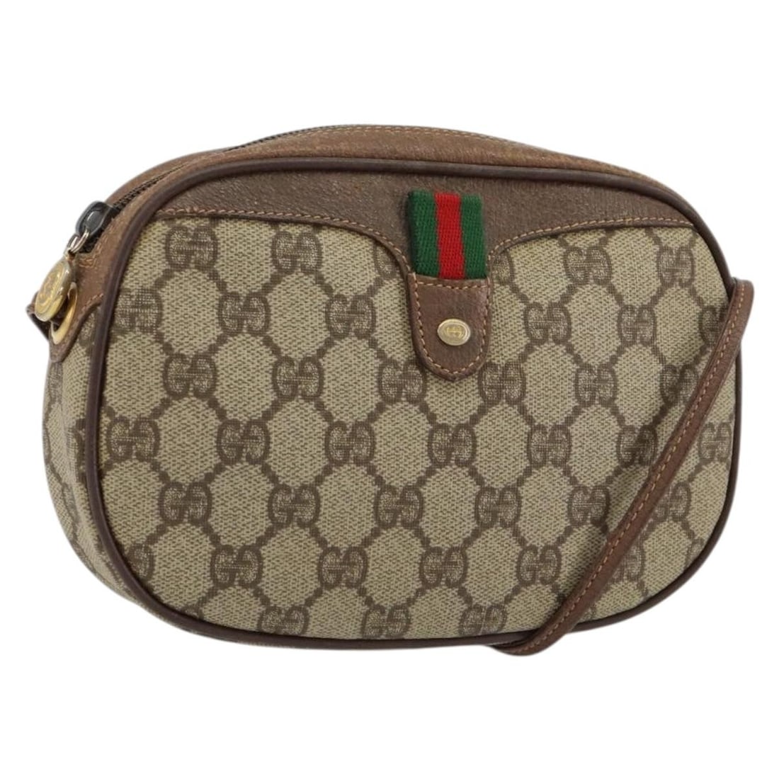GUCCI GG Supreme Web Sherry Line Shoulder Bag Beige Red Authentic: GUCCI GG Supreme Web Sherry Line Shoulder Bag Beige Red Authentic This authentic GUCCI GG Supreme Web Sherry Line Shoulder Bag is a stylish accessory crafted from durable GG Canvas in a beautiful beig