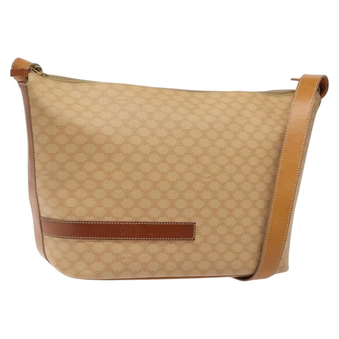 CELINE Macadam Canvas Beige Gold Shoulder Bag PVC Leather Italy (1 of 18)