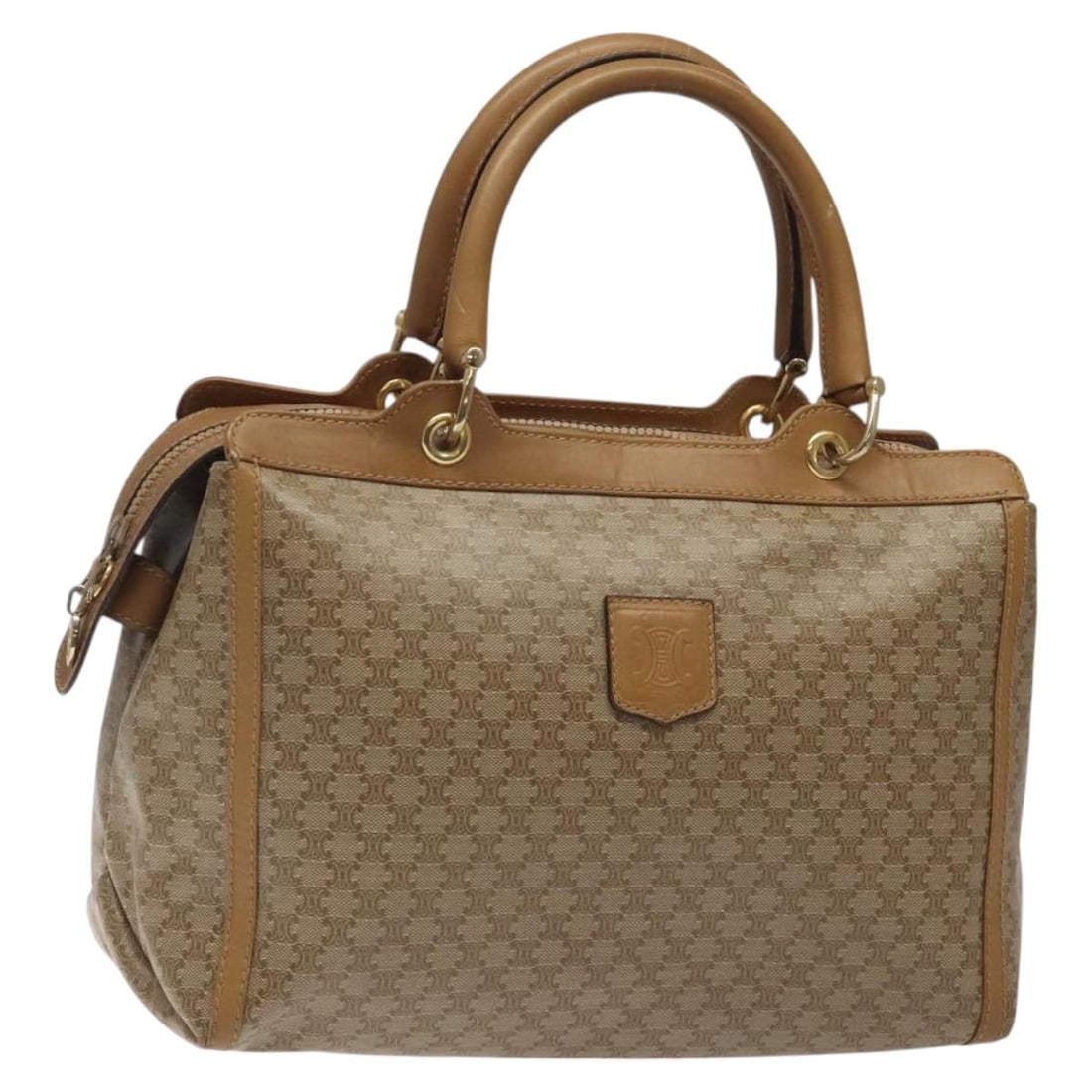 CELINE Macadam Canvas Hand Bag Beige Gold Made in Italy: CELINE Macadam Canvas Hand Bag Beige Gold Made in Italy This exquisite CELINE Macadam Canvas Hand Bag combines luxury with practicality. Crafted from durable canvas in a sophisticated beige and gold c