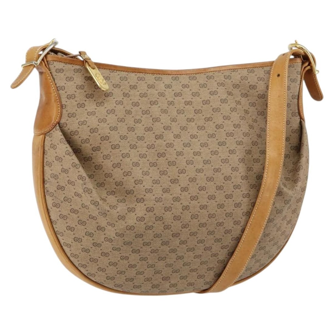GUCCI Micro GG Supreme Beige Gold Shoulder Bag PVC Auth 001 256 1324: GUCCI Micro GG Supreme Beige Gold Shoulder Bag PVC Auth 001 256 1324 Introducing the GUCCI Micro GG Supreme Shoulder Bag, a stylish accessory crafted in Italy. This chic shoulder bag features a luxuri