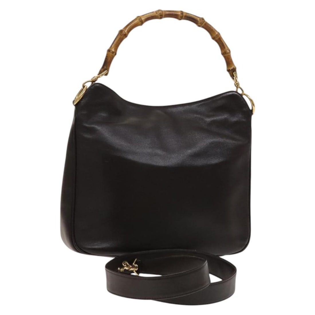 GUCCI Bamboo Leather Shoulder Bag Brown Gold 001 3444 1638 Authentic (1 of 18)