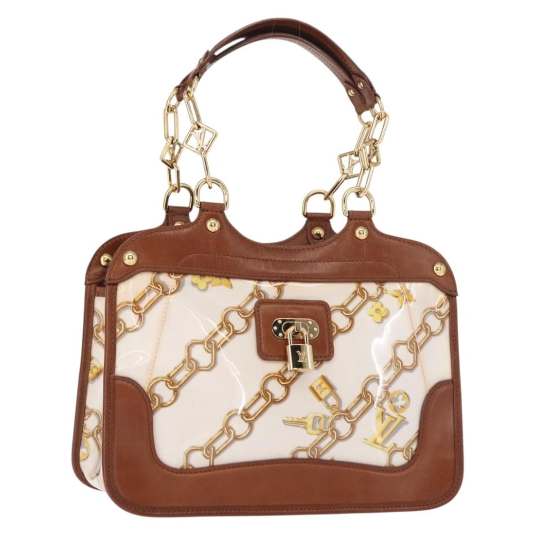 LOUIS VUITTON Monogram Charm Cabas Bron Hand Bag M95157 Brown White Auth (1 of 18)