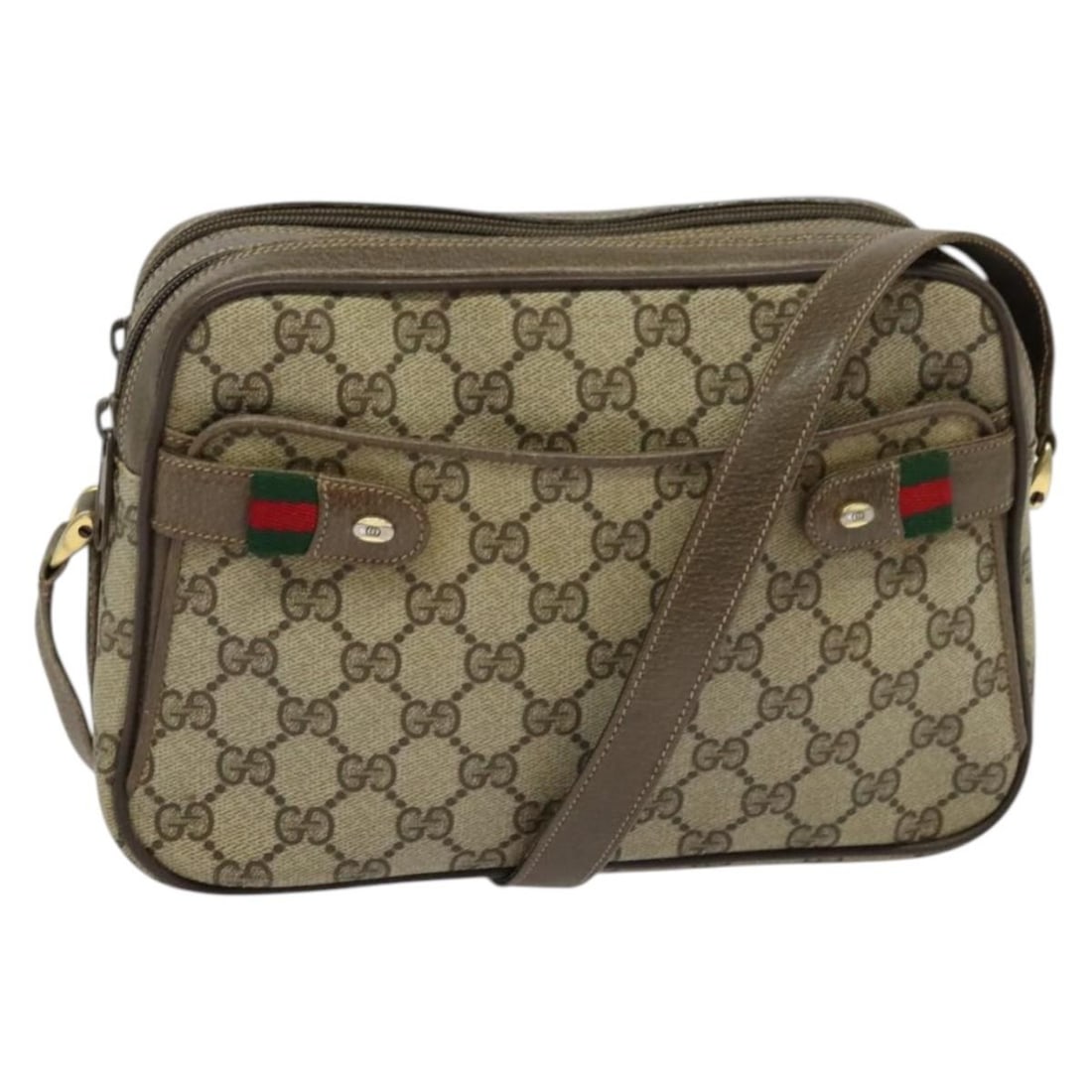GUCCI GG Supreme Sherry Line Beige Shoulder Bag PVC 904 02 049 Auth (1 of 18)