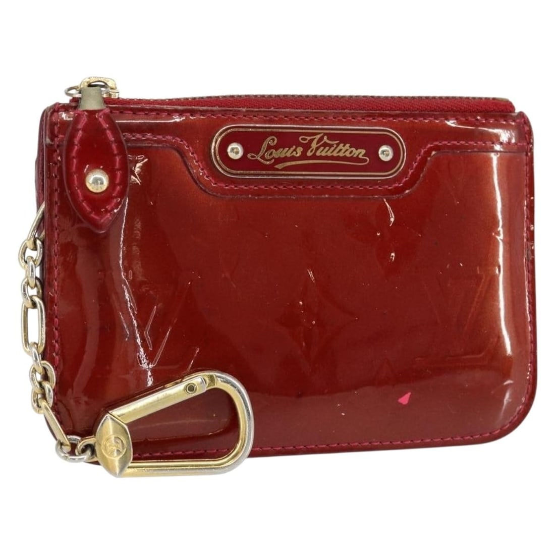 LOUIS VUITTON Vernis Coin Purse Rouge Grunadine M91737 Auth (1 of 18)