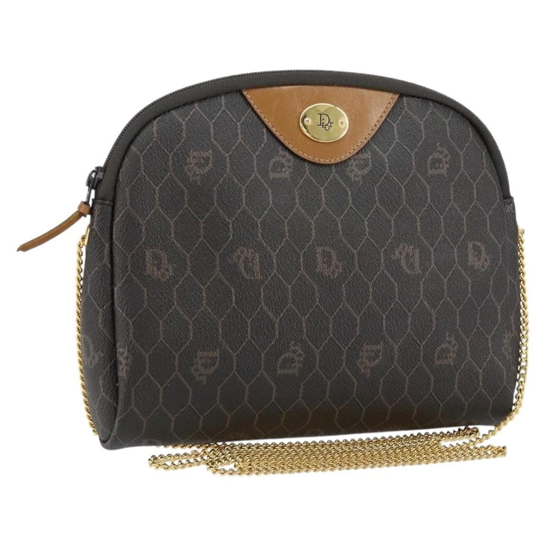 Christian Dior Honeycomb Canvas Shoulder Bag Black Gold Auth 154466: Christian Dior Honeycomb Canvas Shoulder Bag Black Gold Auth 154466 This exquisite Christian Dior Honeycomb Canvas Chain Shoulder Bag showcases a blend of elegance and functionality. Crafted in France