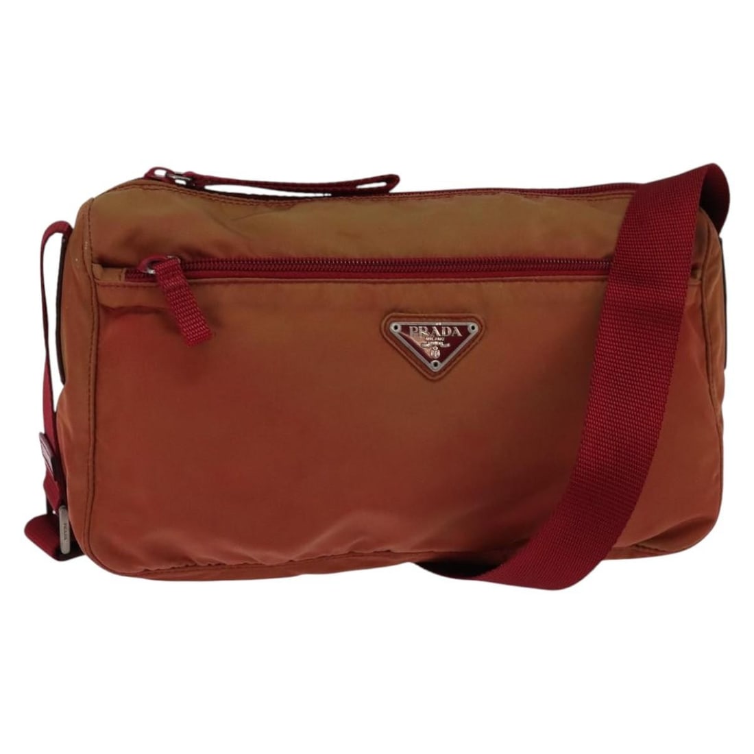 PRADA Red Nylon Shoulder Bag with Silver Accents Made in Italy (1 of 18)