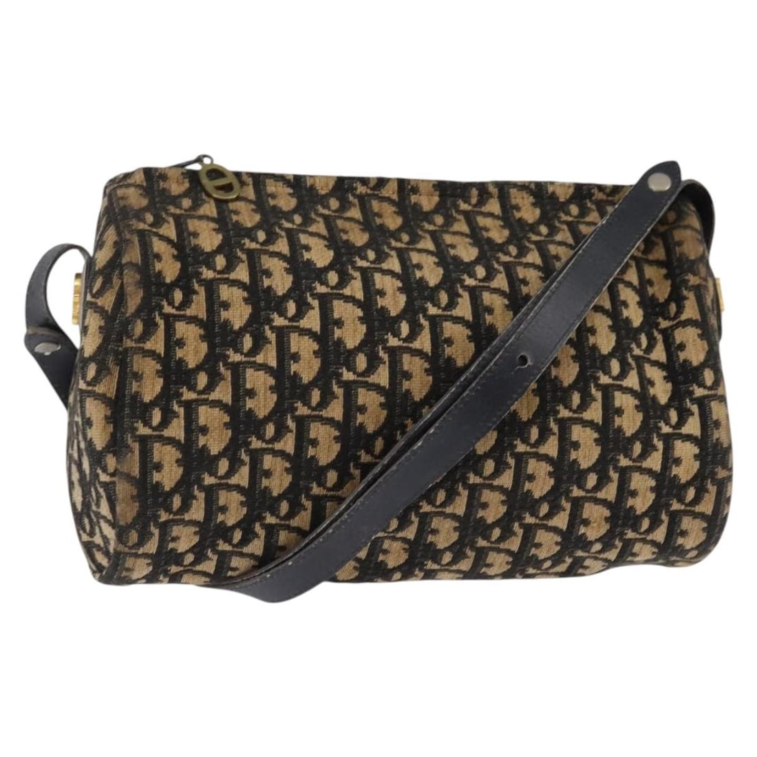 Authentic Christian Dior Navy Gold Trotter Canvas Shoulder Bag: Authentic Christian Dior Navy Gold Trotter Canvas Shoulder Bag Elevate your accessory collection with this authentic Christian Dior Trotter Canvas Shoulder Bag. This stylish bag features a chic navy a