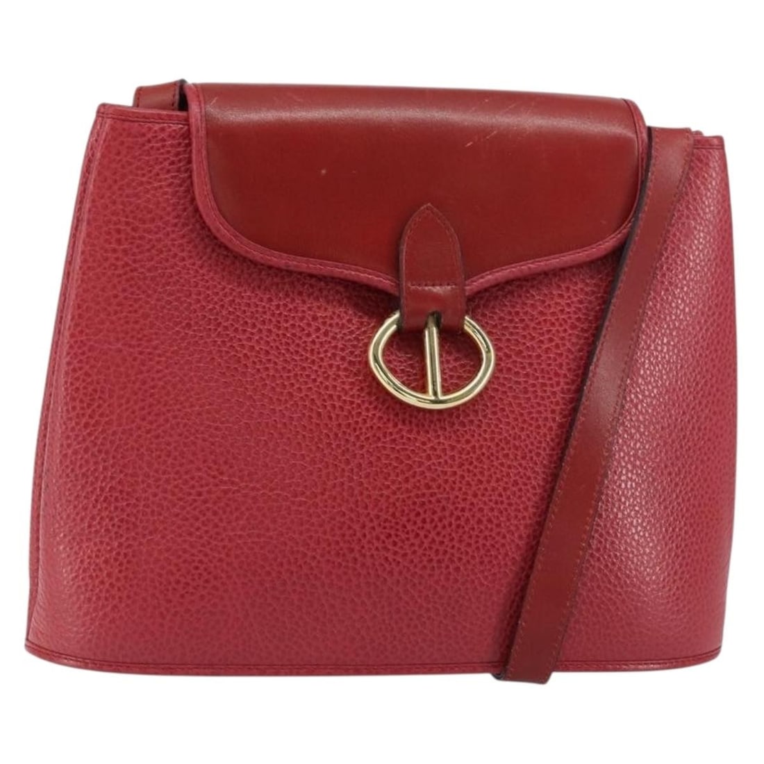 Christian Dior Red Leather Shoulder Bag Gold Accents Authentic (1 of 18)