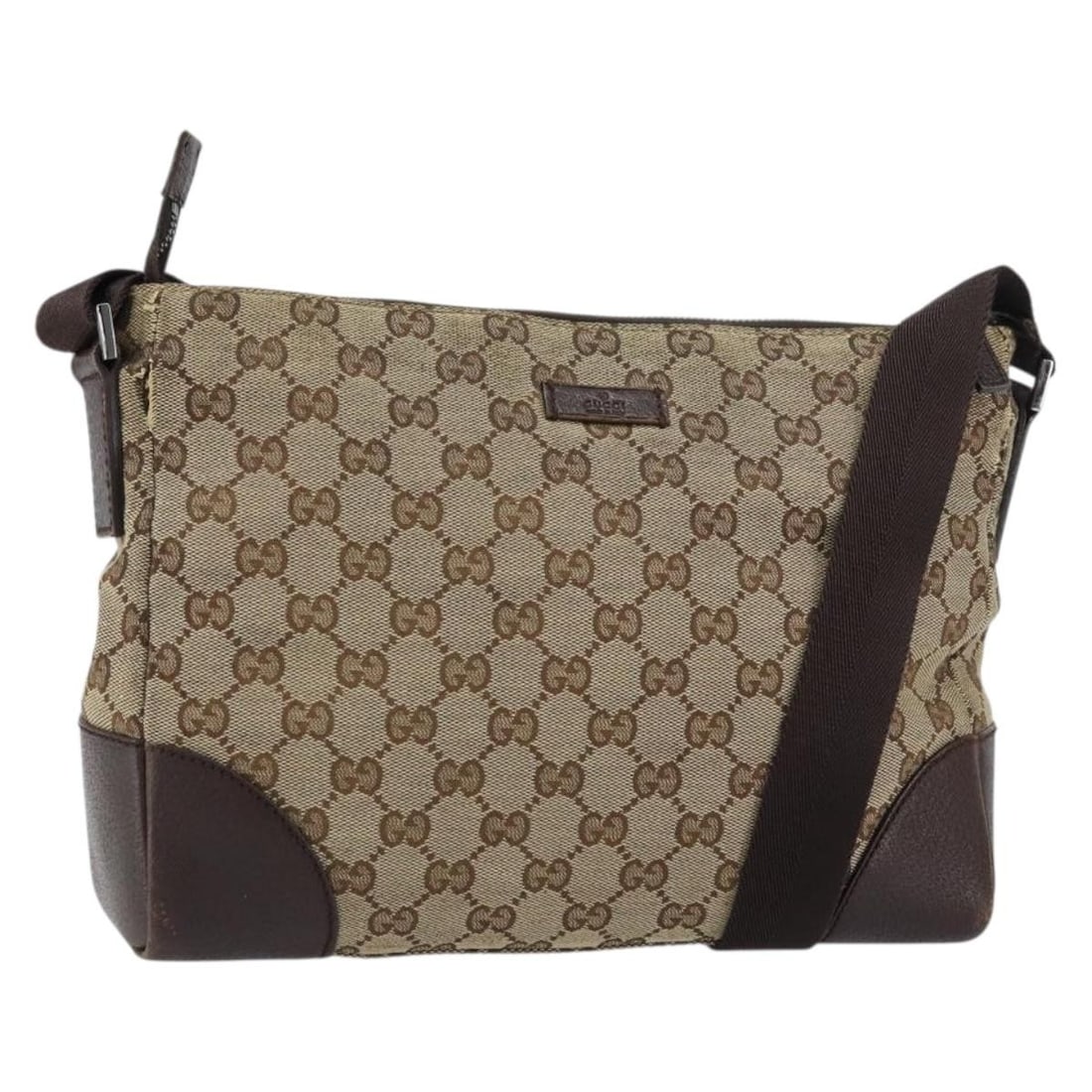 Beige Silver GG Canvas Shoulder Bag by Gucci Model 114273: Beige Silver GG Canvas Shoulder Bag by Gucci Model 114273 This is a Gucci GG Canvas shoulder bag in beige and silver, crafted in Italy. The bag features the iconic GG canvas material with leather acce