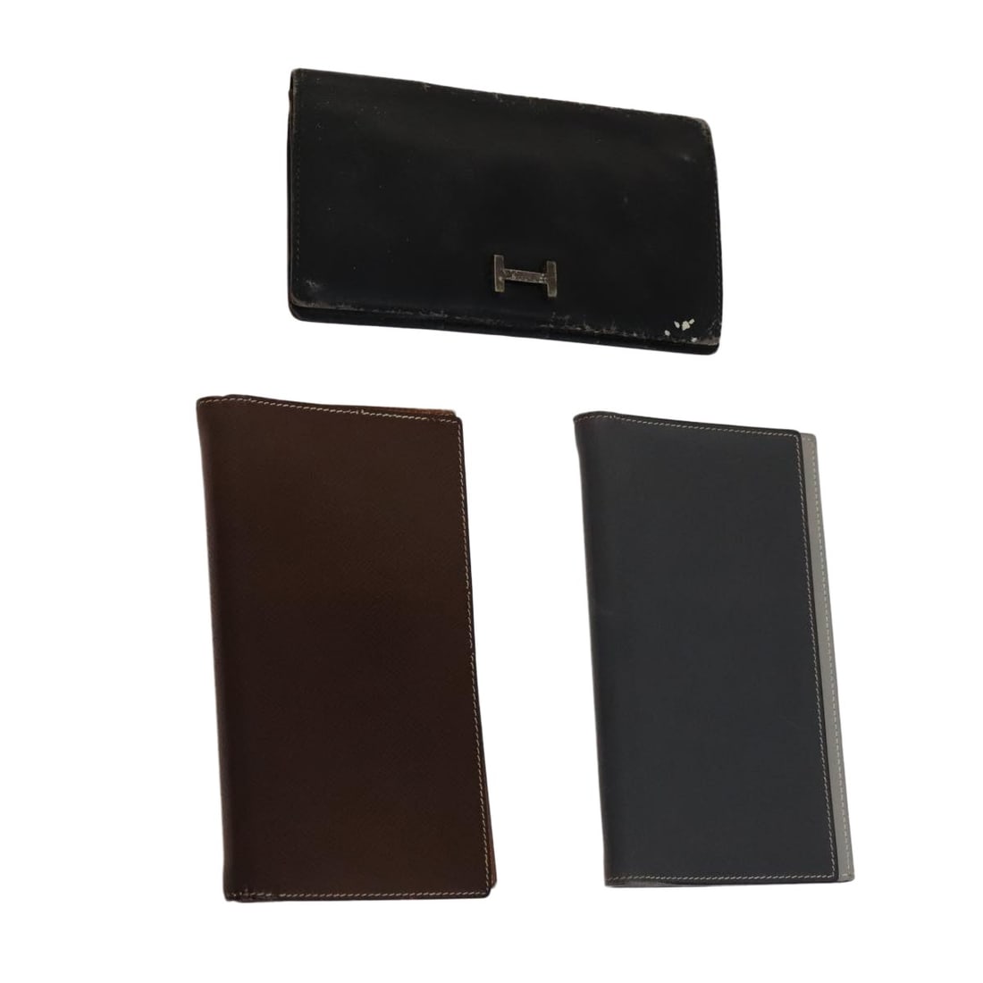 HERMES Leather Day Planner Cover 3Set Black Brown Gray Auth (1 of 18)