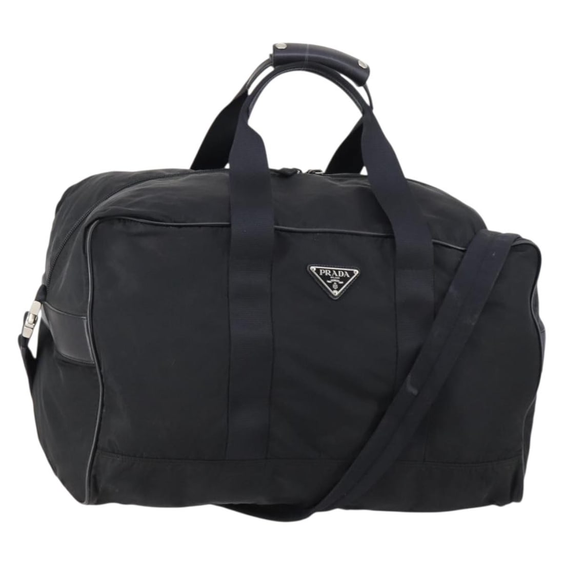 PRADA Black Silver Nylon Boston Bag 2way Authentic 144598 (1 of 18)