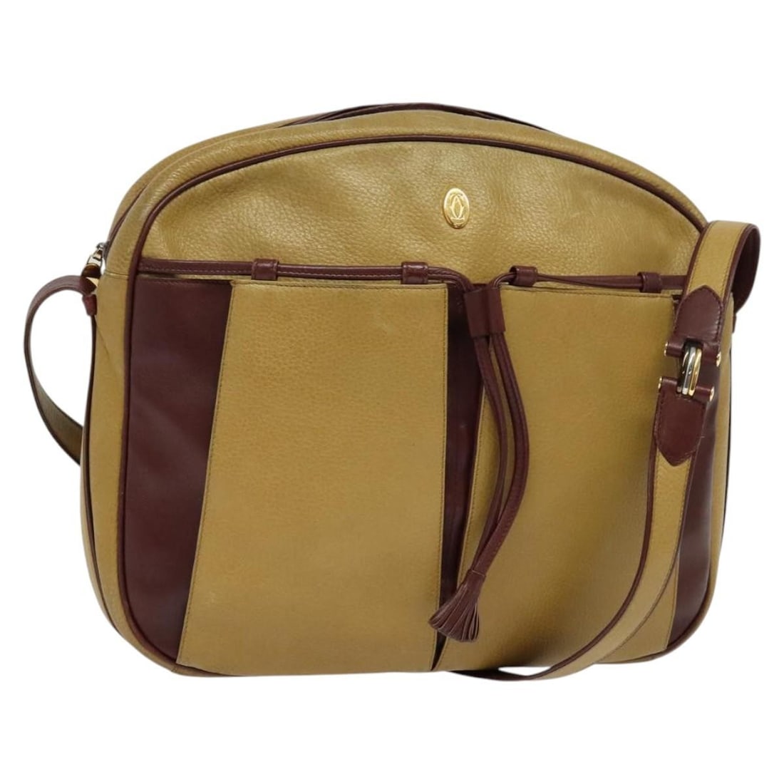 CARTIER Leather Shoulder Bag Yellow Gold Auth Adjustable Strap: CARTIER Leather Shoulder Bag Yellow Gold Auth Adjustable Strap This exquisite CARTIER shoulder bag combines luxury and style with its elegant leather construction in a striking yellow/gold hue. Perfec