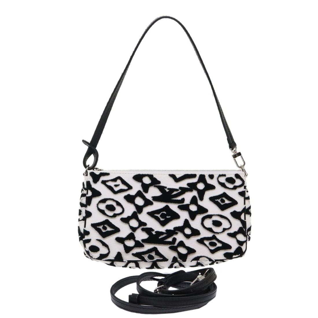 LOUIS VUITTON Monogram Tuftage Pochette Accessoires White M45565 Authenticated: LOUIS VUITTON Monogram Tuftage Pochette Accessoires White M45565 Authenticated This exquisite Louis Vuitton Monogram Tuftage Pochette Accessoires is a stylish accessory pouch crafted in France from si