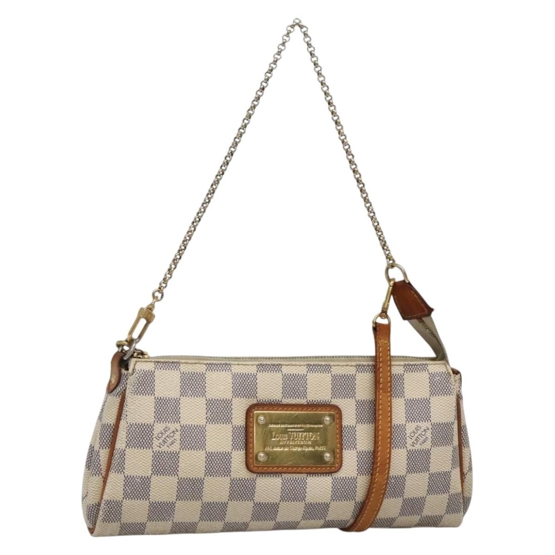 LOUIS VUITTON Damier Azur Eva Shoulder Bag N55214 Authentic 2-Way: LOUIS VUITTON Damier Azur Eva Shoulder Bag N55214 Authentic 2-Way This Louis Vuitton Damier Azur Eva Shoulder Bag is a stylish and versatile accessory that can be worn as a shoulder bag or crossbody.
