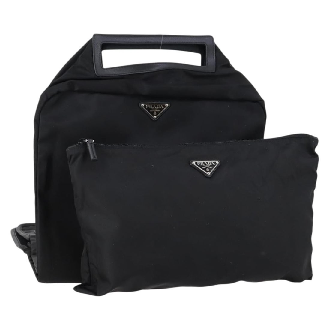 PRADA Black Silver Nylon Carry Case Set Auth Italy 14/B: PRADA Black Silver Nylon Carry Case Set Auth Italy 14/B This PRADA Carry Case Cover Set combines functionality and style, crafted from high-quality nylon in a sleek black and silver color scheme. Desi