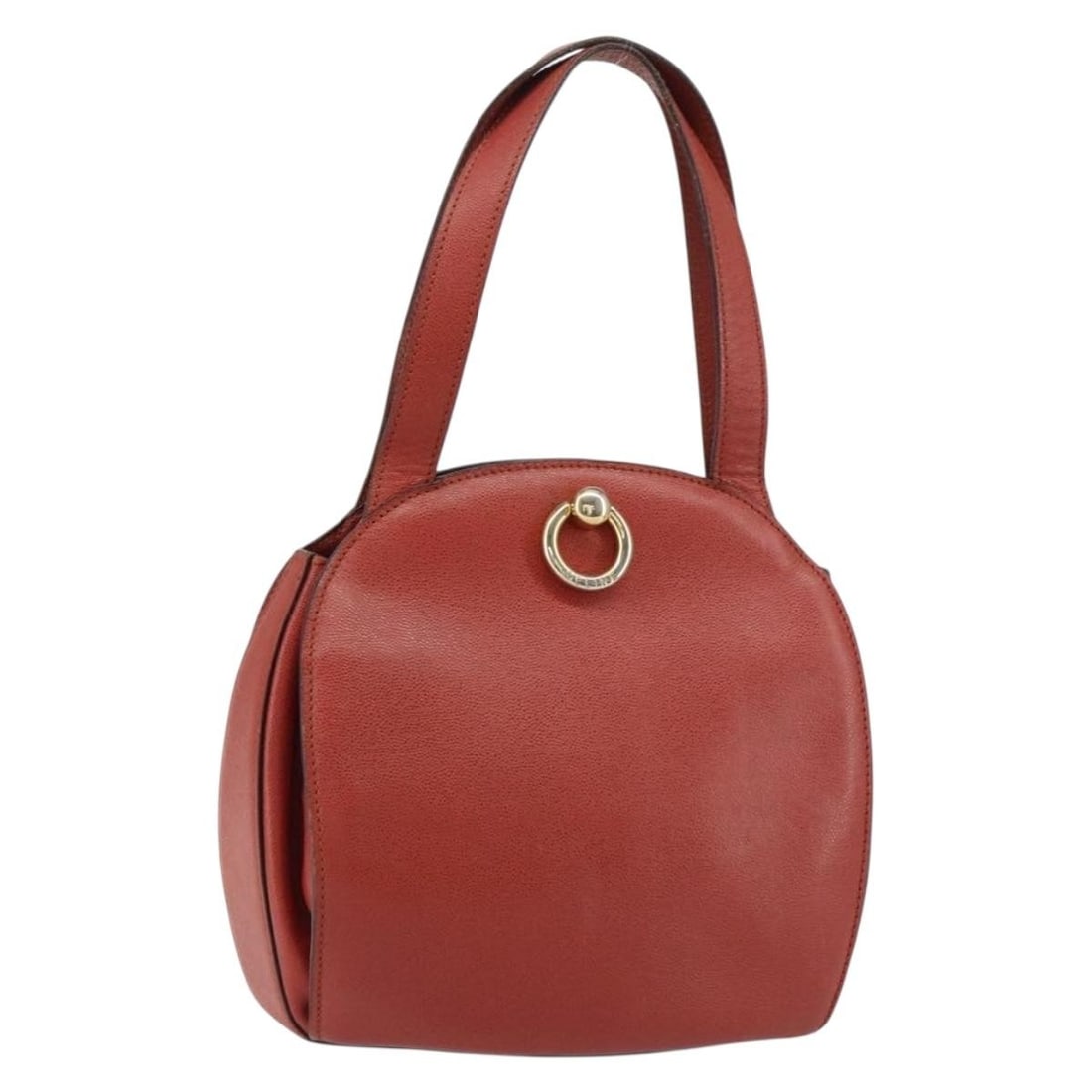 Red Leather Celine Handbag Made in Italy Gold Tone Accents (1 of 18)