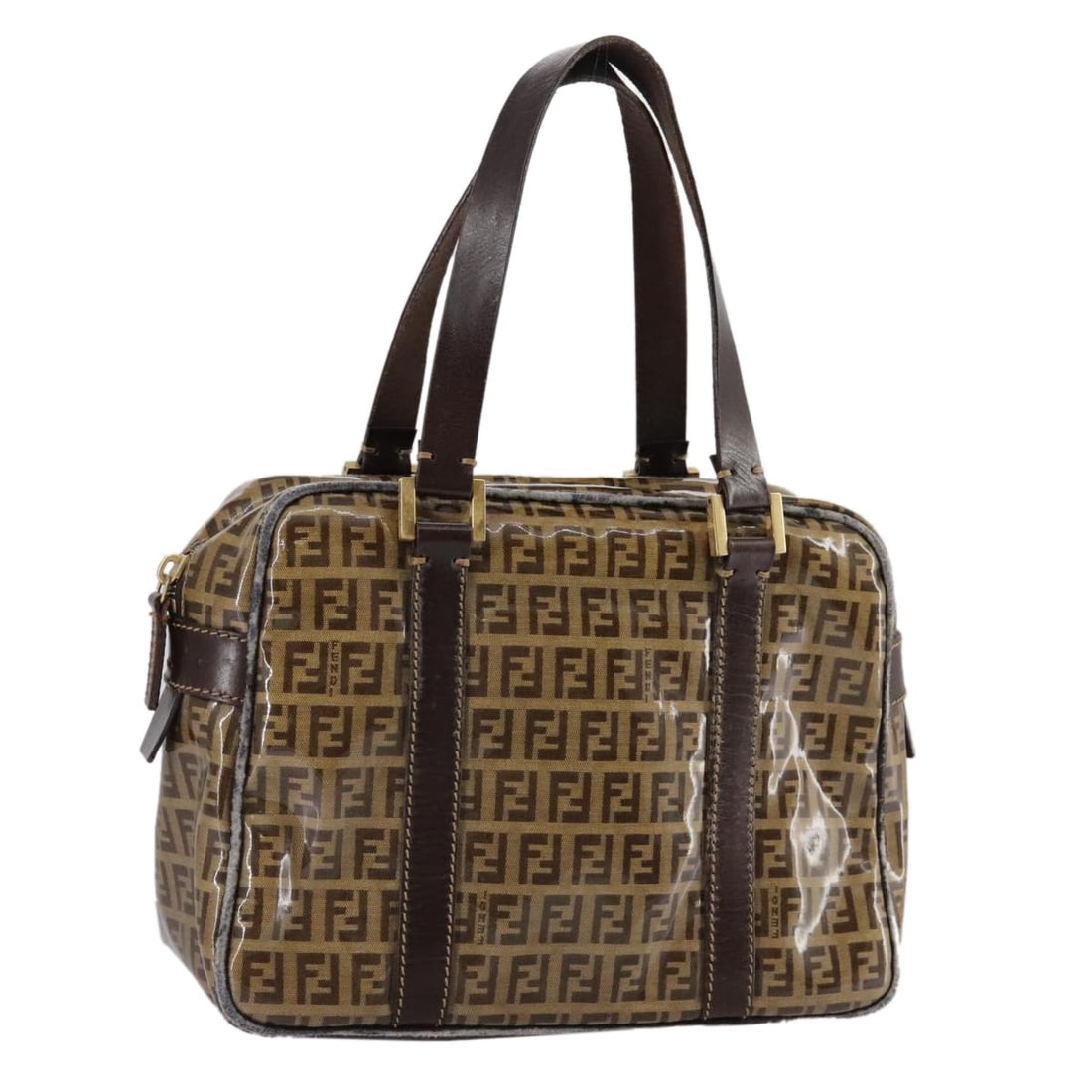 Fendi Zucchino Canvas Brown Gold Handbag Made in Italy: Fendi Zucchino Canvas Brown Gold Handbag Made in Italy This FENDI Zucchino Canvas handbag features a brown and gold color scheme with the iconic Zucchino pattern. Crafted in Italy, it is made from dur