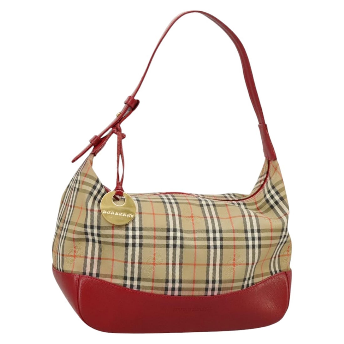 BURBERRY Nova Check Beige Red Canvas Hand Bag Authentic (1 of 18)