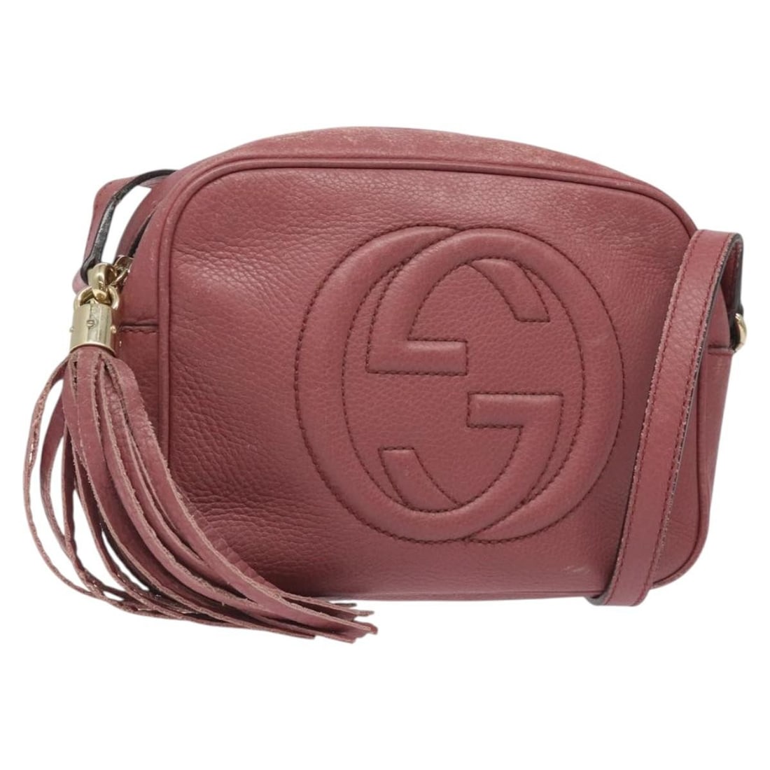 GUCCI Pink Gold Leather Shoulder Bag 308364 Made in Italy Auth: GUCCI Pink Gold Leather Shoulder Bag 308364 Made in Italy Auth This stylish GUCCI shoulder bag is crafted from high-quality leather in a striking pink and gold color combination. The bag features a sl
