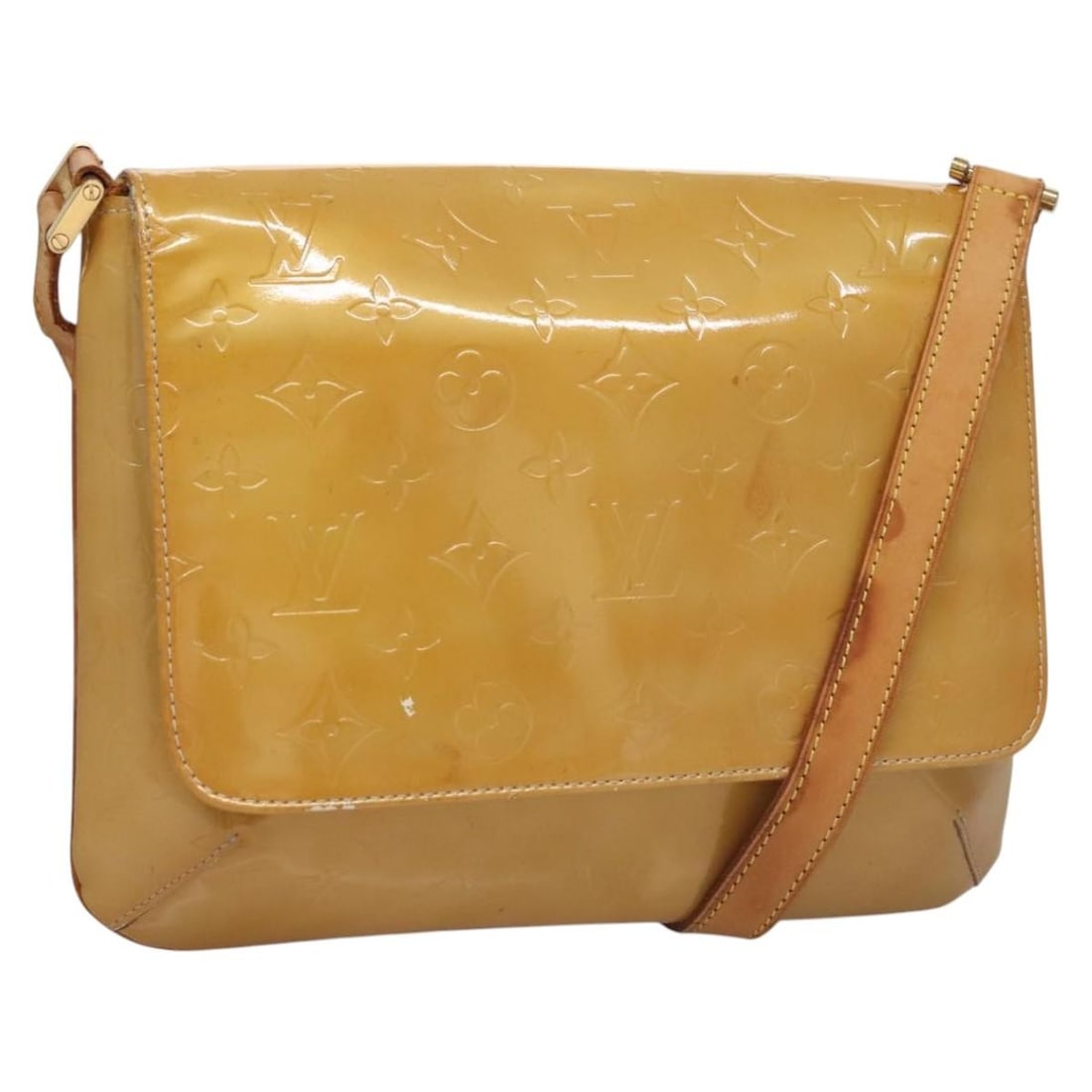 LOUIS VUITTON Monogram Vernis Thompson Street Bag Beige M91301 Patent Leather (1 of 18)