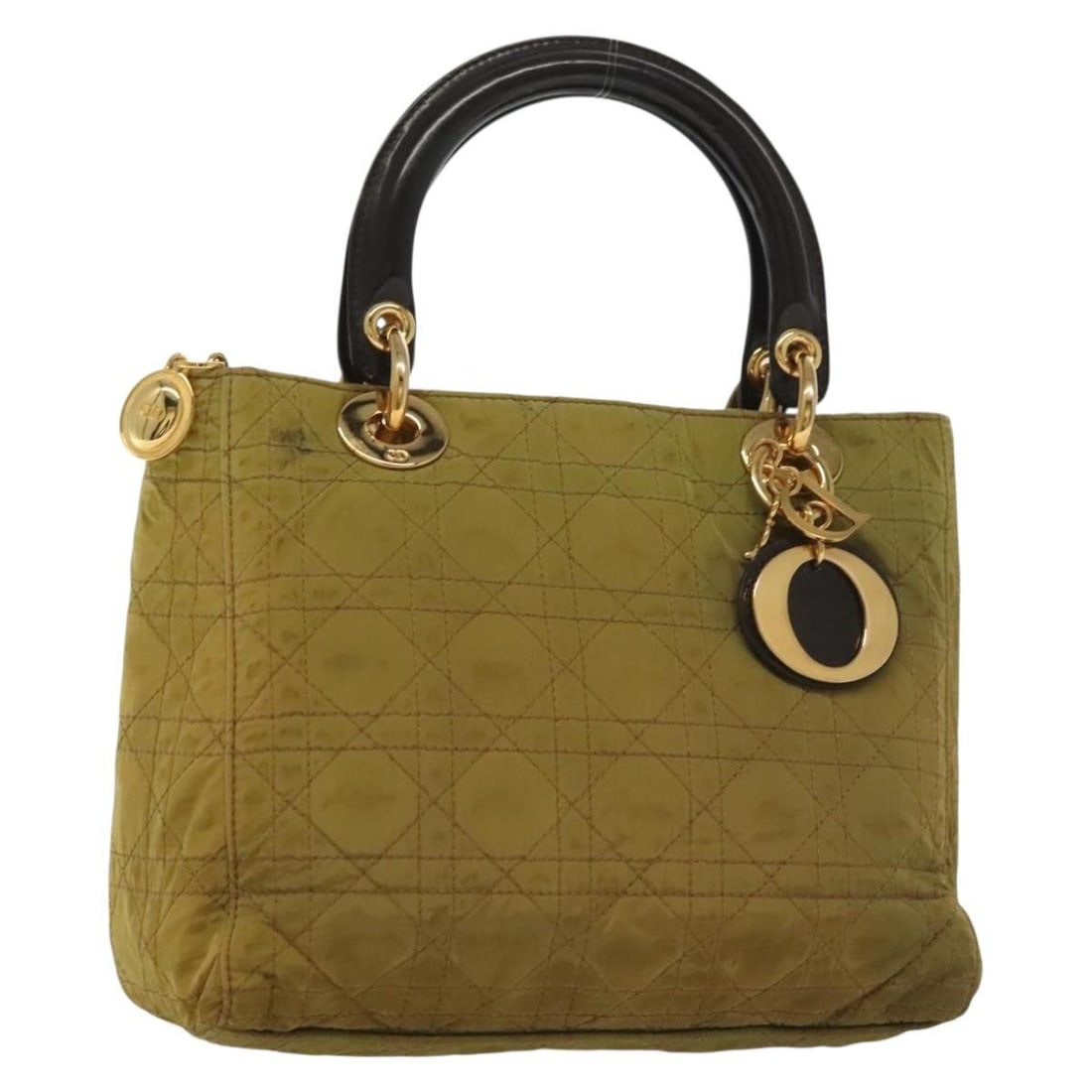 Christian Dior Canage Hand Bag Khaki Gold Nylon Auth Italy (1 of 18)