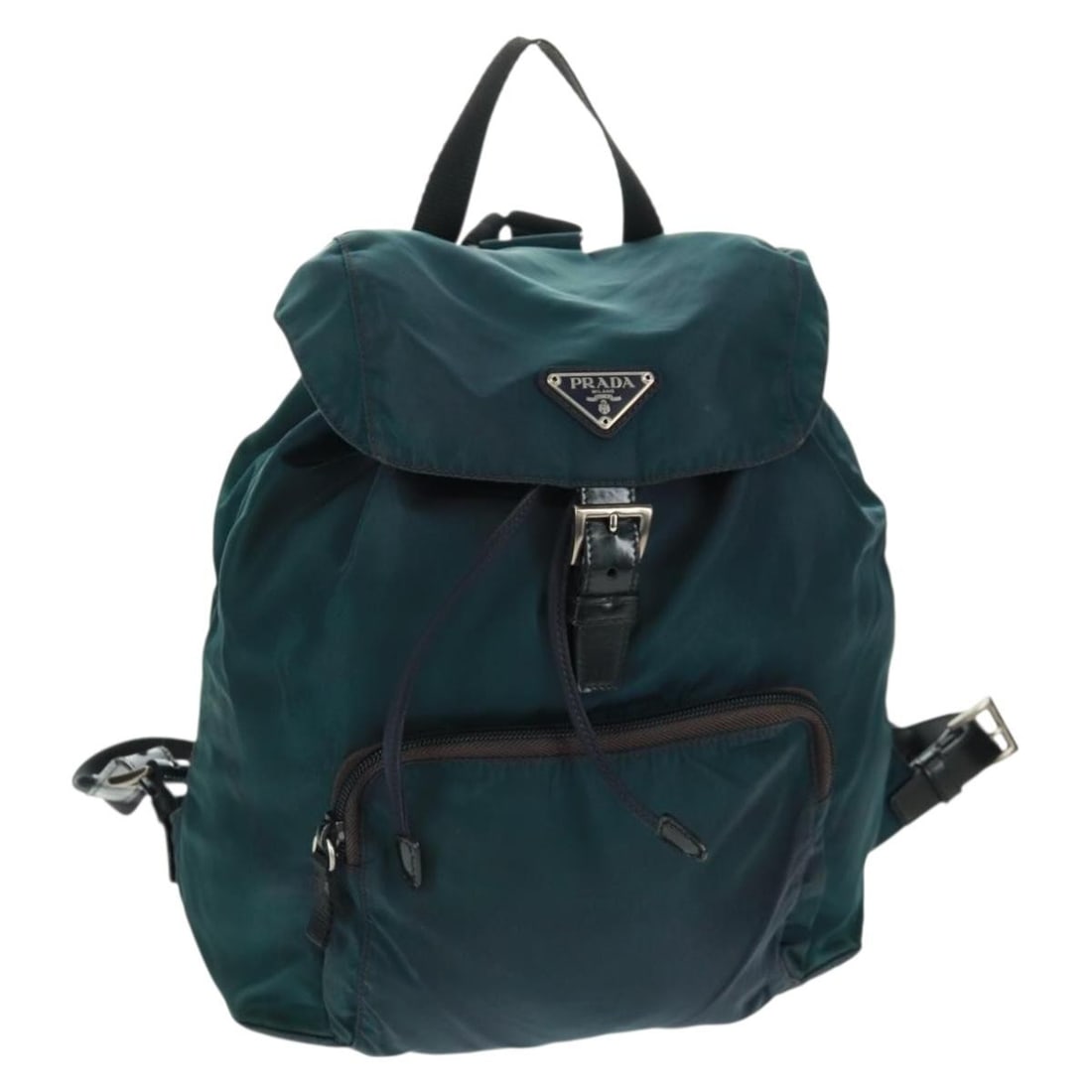 Green Nylon PRADA Backpack with Silver Accents Made in Italy (1 of 18)