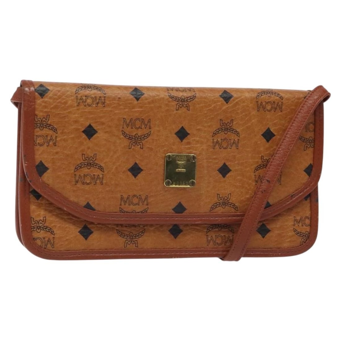 MCM Logogram Vicetos Shoulder Bag Brown Gold PVC Leather Made in Germany (1 of 18)