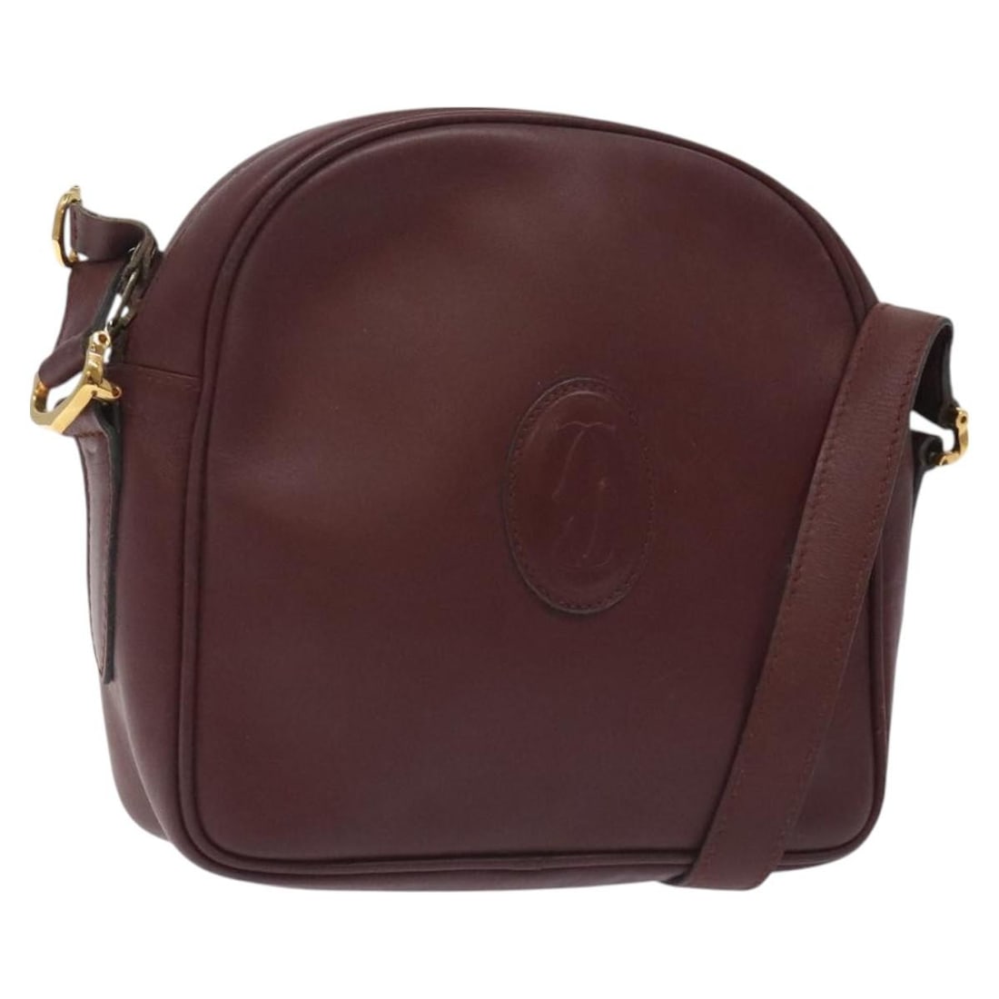 CARTIER Must Line Bordeaux Leather Shoulder Bag with Gold Accents (1 of 18)