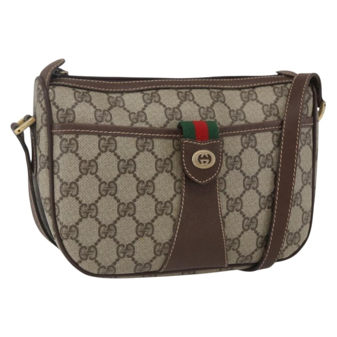 GUCCI GG Supreme Sherry Line PVC Shoulder Bag Beige Gold 001 904 2032 Auth: GUCCI GG Supreme Sherry Line PVC Shoulder Bag Beige Gold 001 904 2032 Auth This authentic GUCCI GG Supreme Web Sherry Line Shoulder Bag is a stylish addition to any collection. Crafted in Italy from d