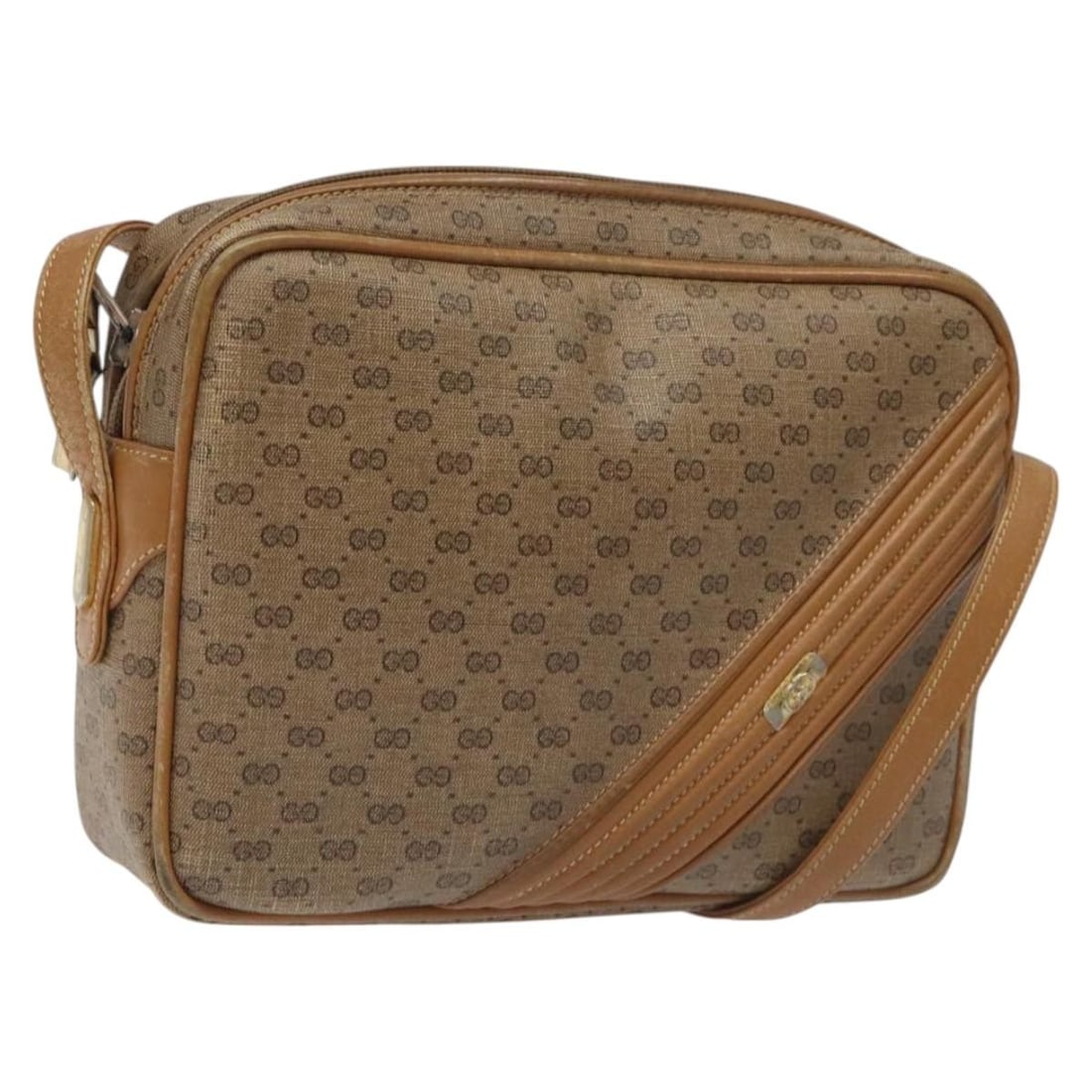 GUCCI Micro GG Supreme Shoulder Bag Brown Gold PVC Leather: GUCCI Micro GG Supreme Shoulder Bag Brown Gold PVC Leather This authentic GUCCI Micro GG Supreme Shoulder Bag is crafted from durable PVC leather in a stylish brown and gold color combination. The bag