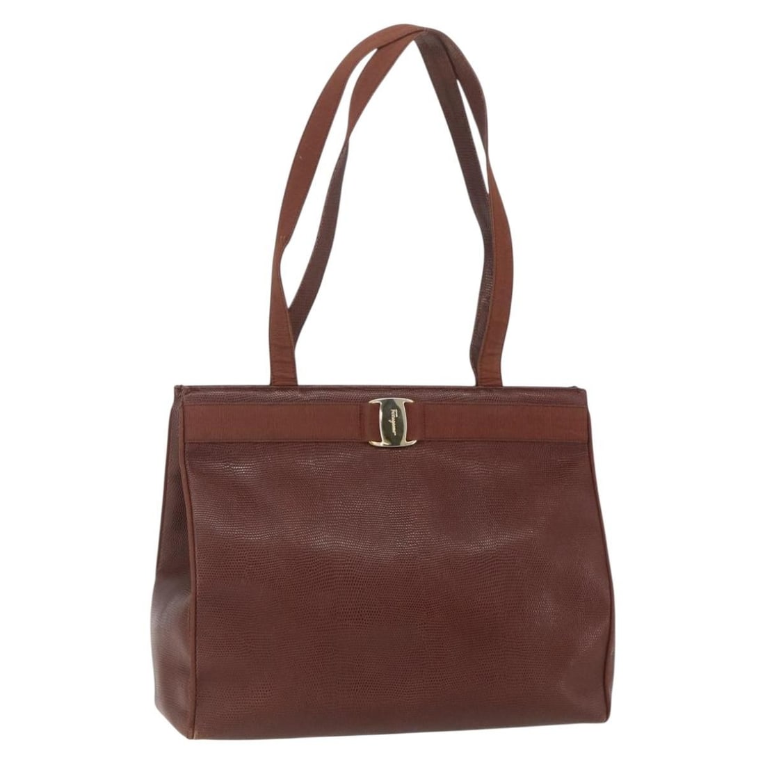 Brown Leather Vala Shoulder Bag by Salvatore Ferragamo Gold Detail Italy (1 of 18)