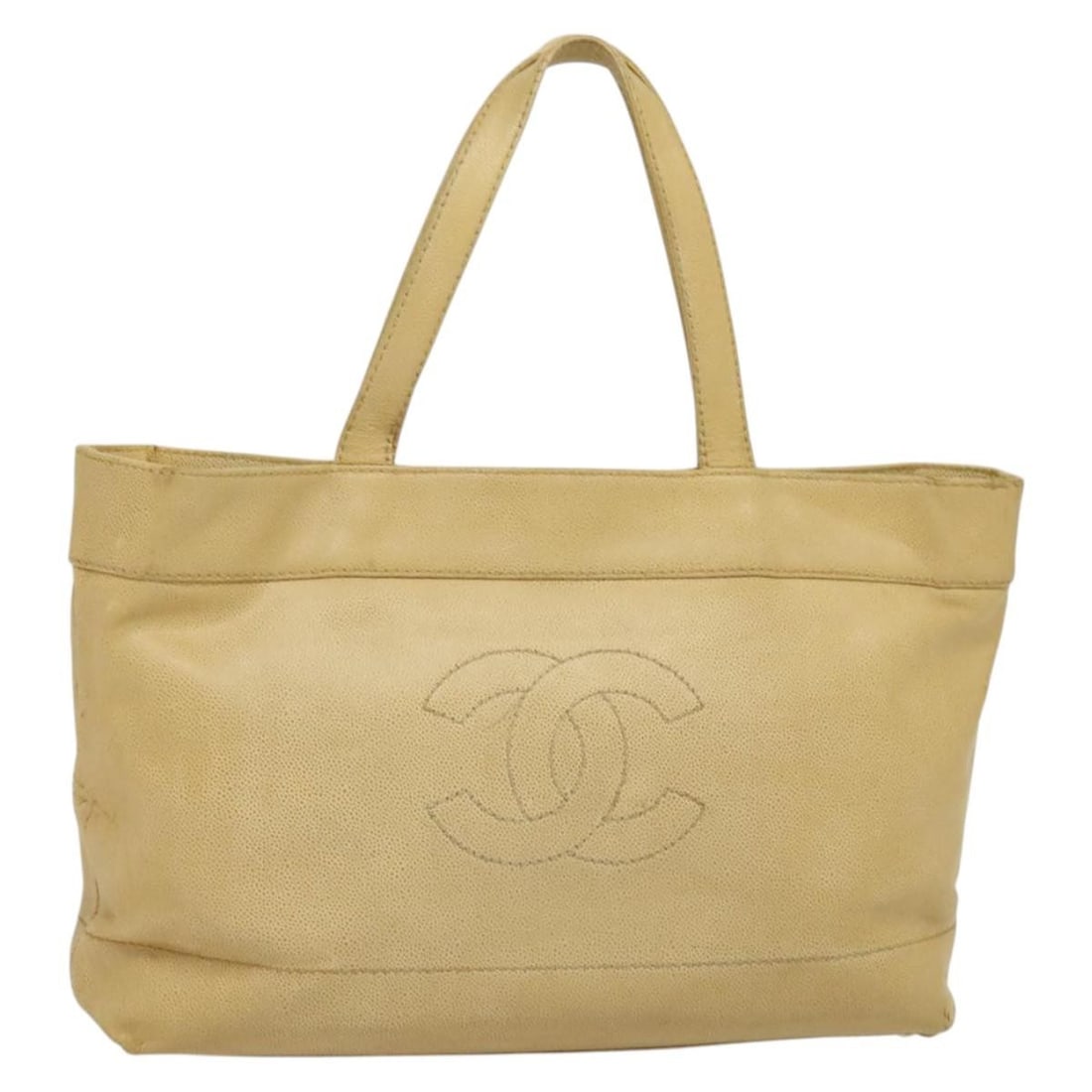 CHANEL Grained Calfskin Tote Bag Beige Gold Made in Italy: CHANEL Grained Calfskin Tote Bag Beige Gold Made in Italy This CHANEL tote bag is crafted from luxurious grained calfskin, featuring a stunning beige and gold color combination. Designed for both styl