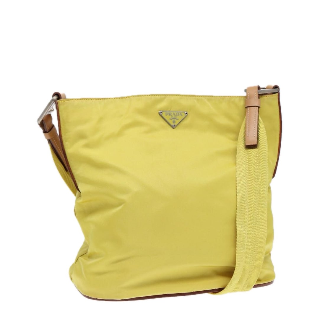 PRADA Yellow Nylon Shoulder Bag Made in Italy Auth 87348 (1 of 18)