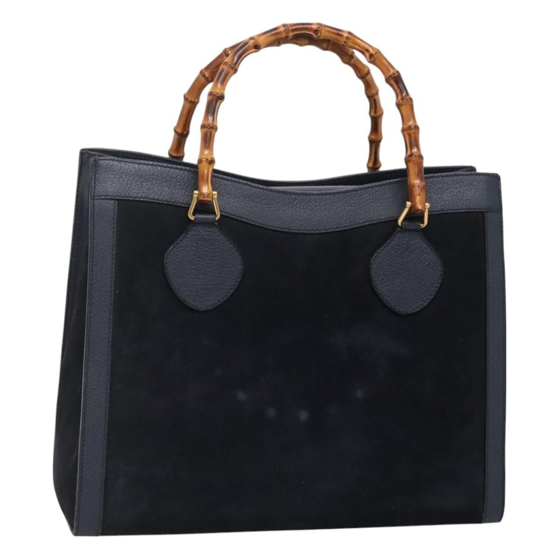GUCCI Bamboo Tote Bag Suede Navy Gold 002 1186 0260 Authentic (1 of 18)